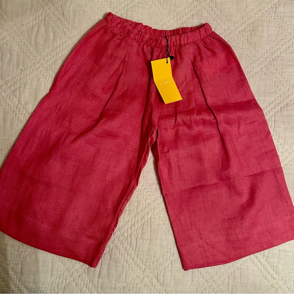 raspberry 100% linen Wide-Leg palazzo pants 3T